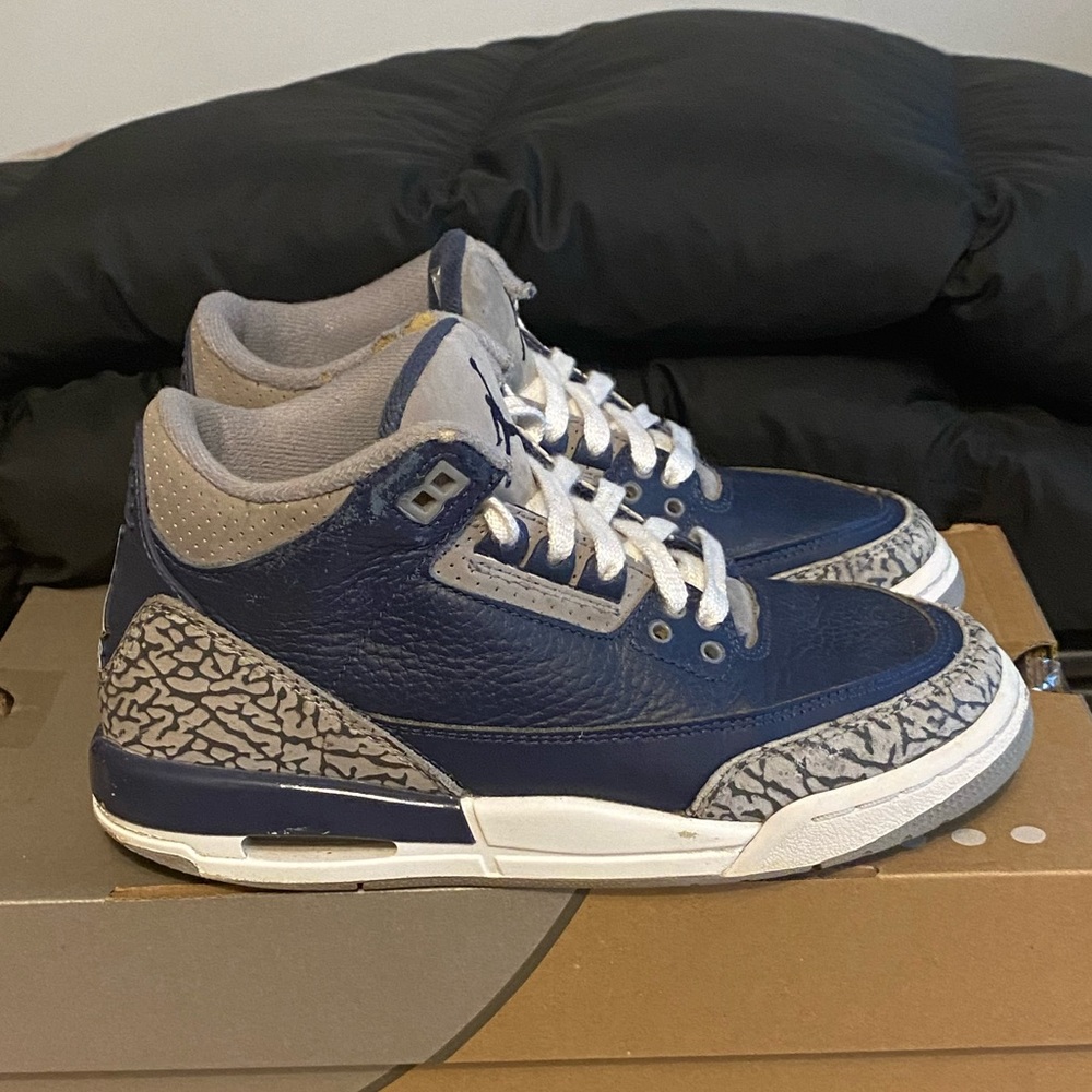 Nike Air Jordan 3 Retro Georgetown Blue- 4.5 Y- 6 W - Picture 10 of 14